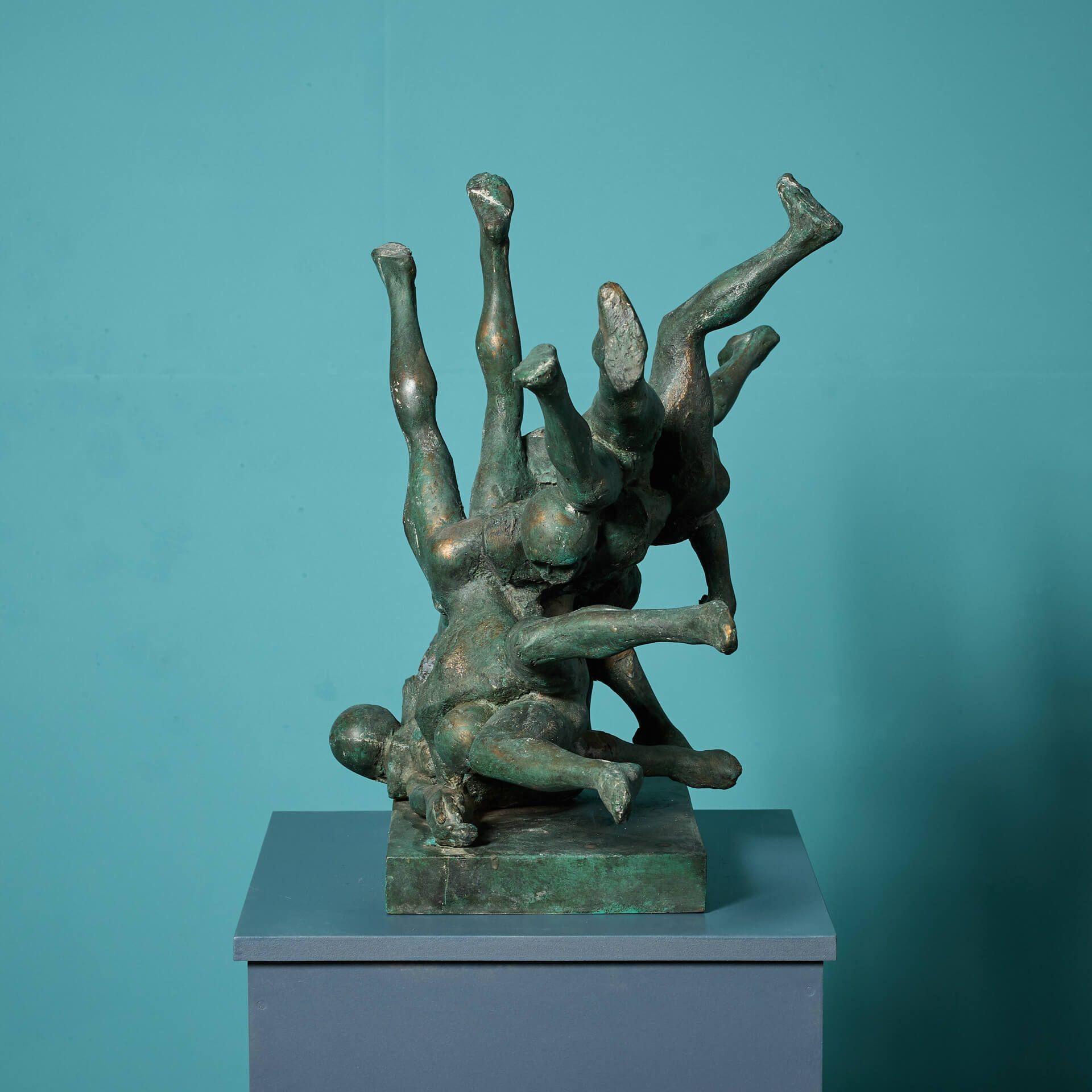 Patiné John W. Mills (1933-2023) 'Tackle ! Sculpture des footballeurs américains en vente