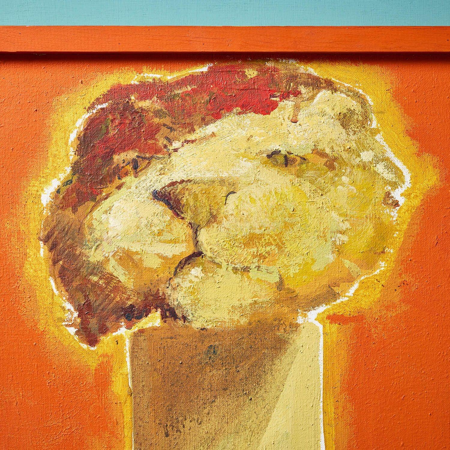 Mid-Century Modern John W. Mills (1933-2023) 'There's a Lion in the Museum' Framed Oil on Canvas For Sale