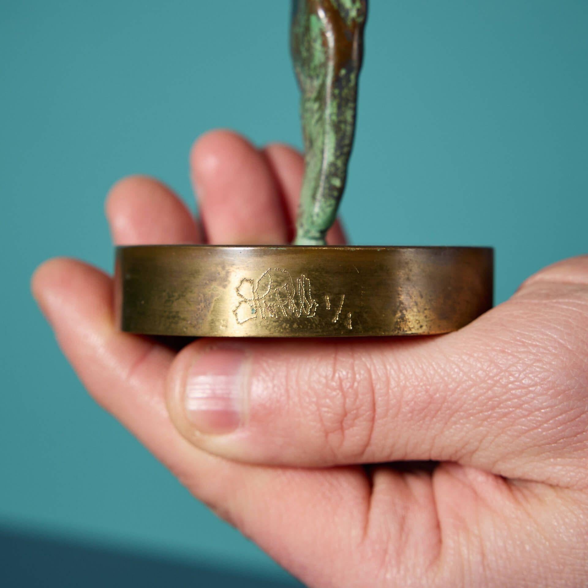 Contemporary John W. Mills (1933-2023) Unique Bronze Diver Sculpture For Sale