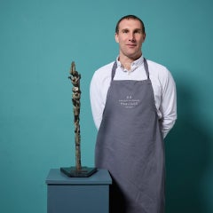 John W. Mills (1933-2023) Unique Large Bronze Diver Sculpture