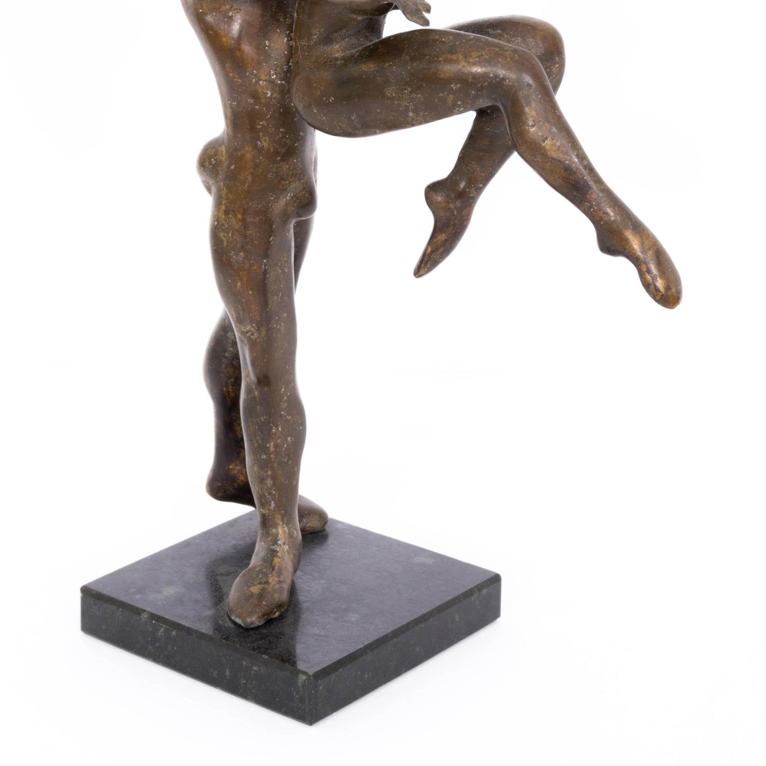 Bob Fosse - Bronze, Sculpture, Ballet Dancers, Art Deco, Marble Plinth, 20th C. - Gold Figurative Sculpture by John W. Mills