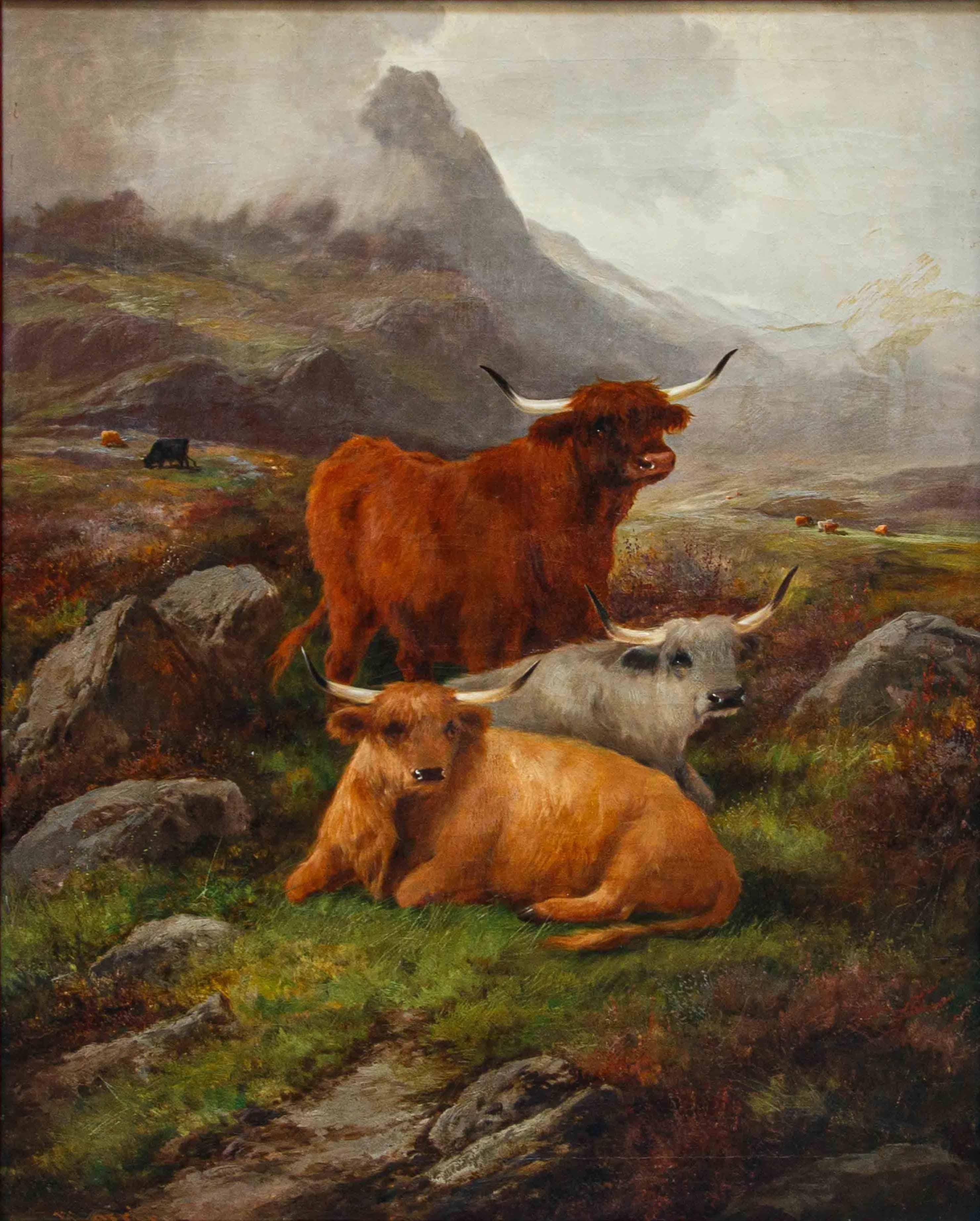 Weidende Kühe  von John W. Morris im Angebot 1