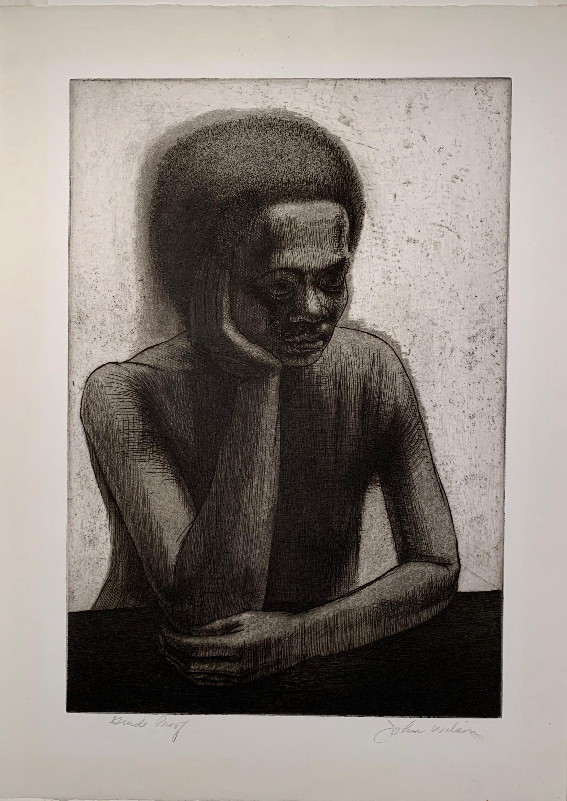 SEATED WOMAN - Print by John W. Wilson