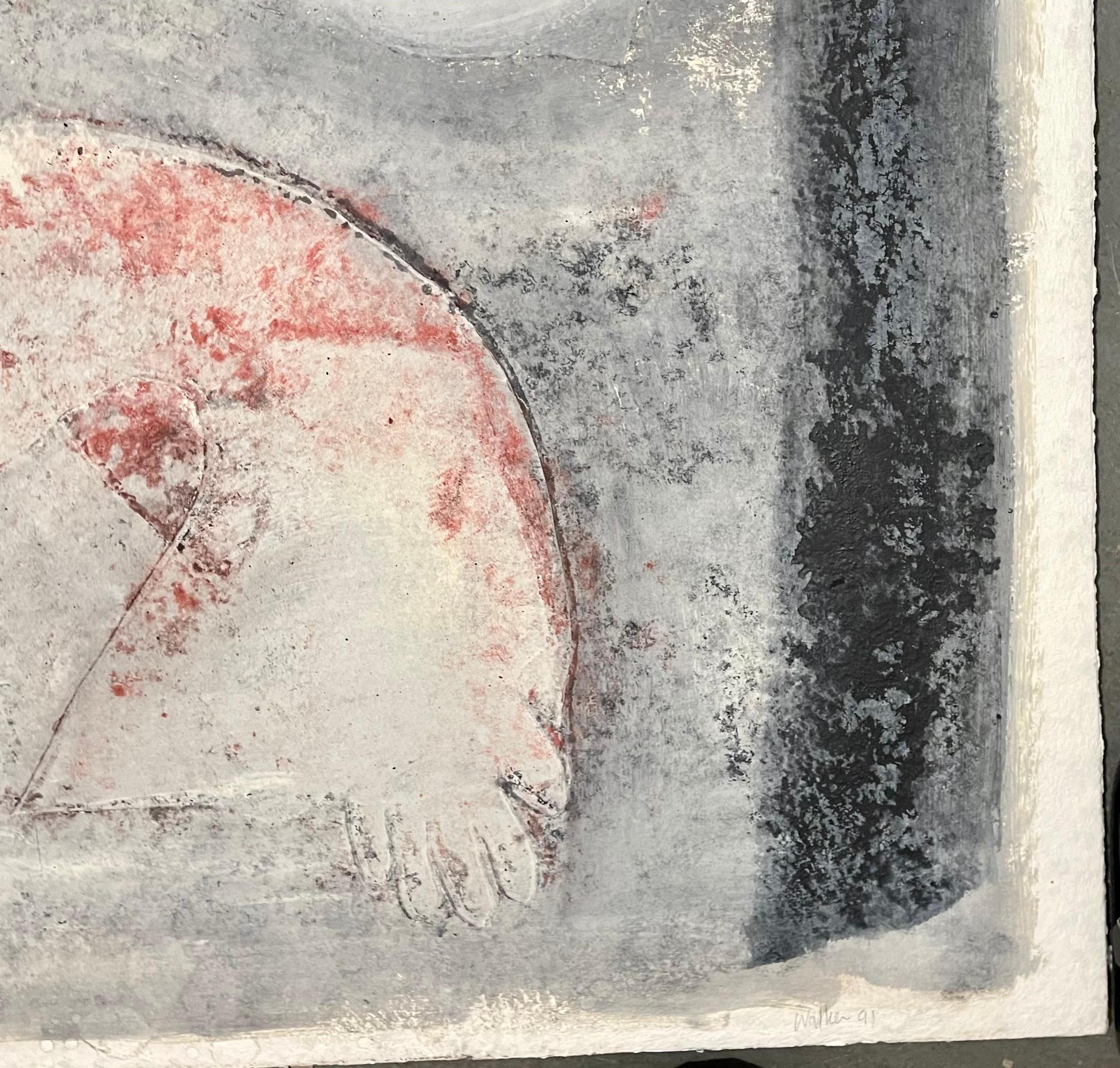 Grande carta fusa 3D Olio astratto Monoprint Pittura monotipo unica John Walker in vendita 11