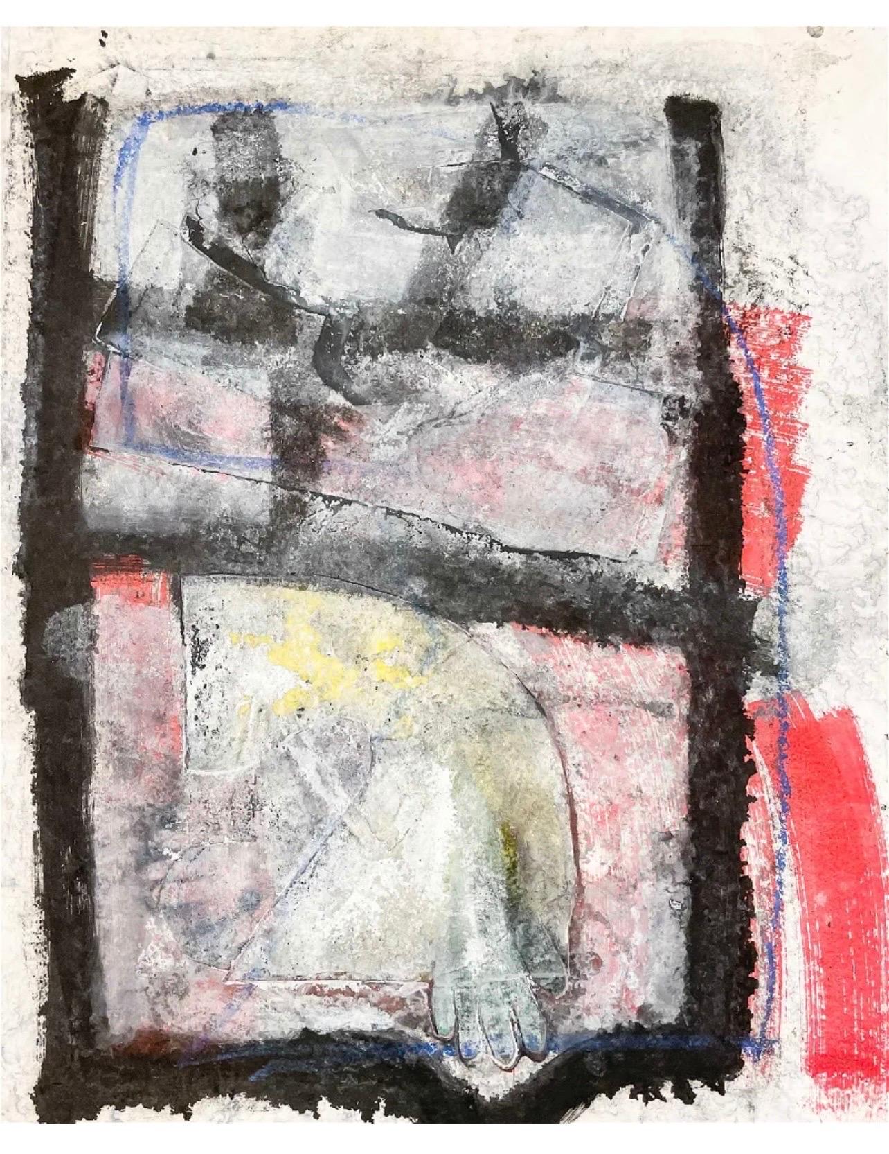 Large 3D Cast Paper Abstract Oil Monoprint Unique Monotype Painting John Walker For Sale 1