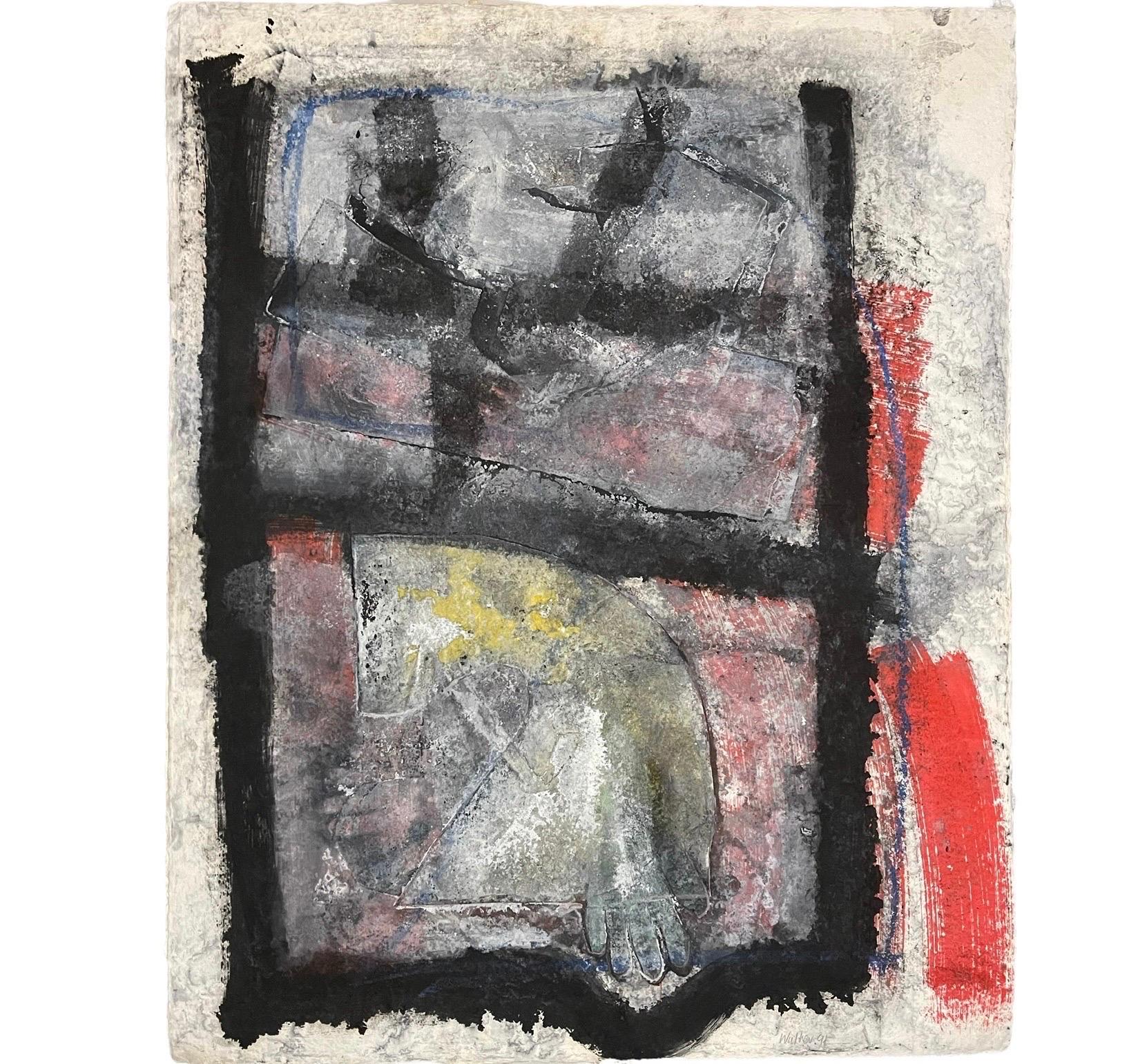Large 3D Cast Paper Abstract Oil Monoprint Unique Monotype Painting John Walker For Sale 3