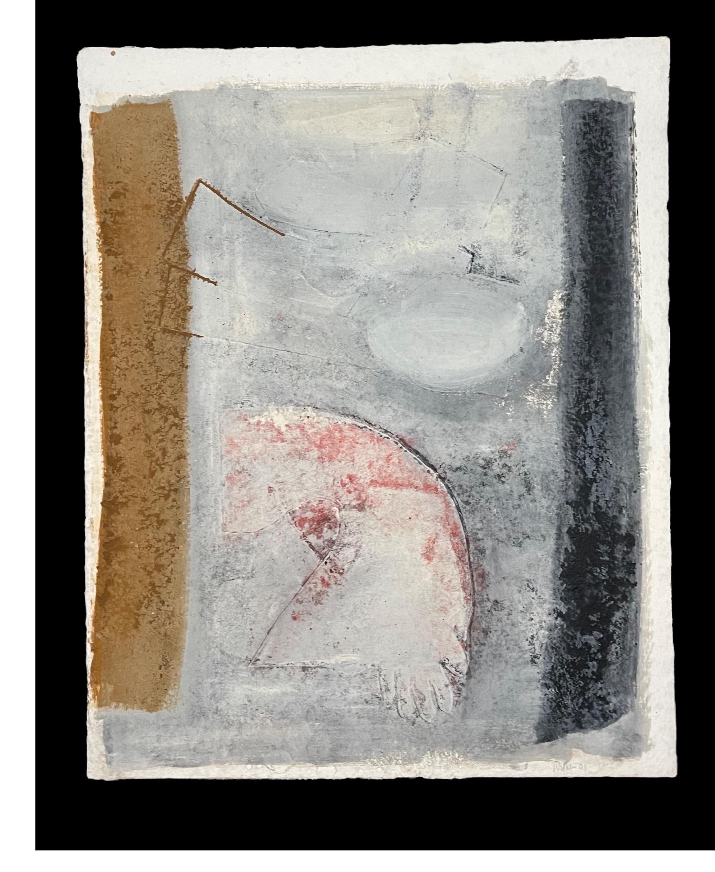 Grande carta fusa 3D Olio astratto Monoprint Pittura monotipo unica John Walker in vendita 3