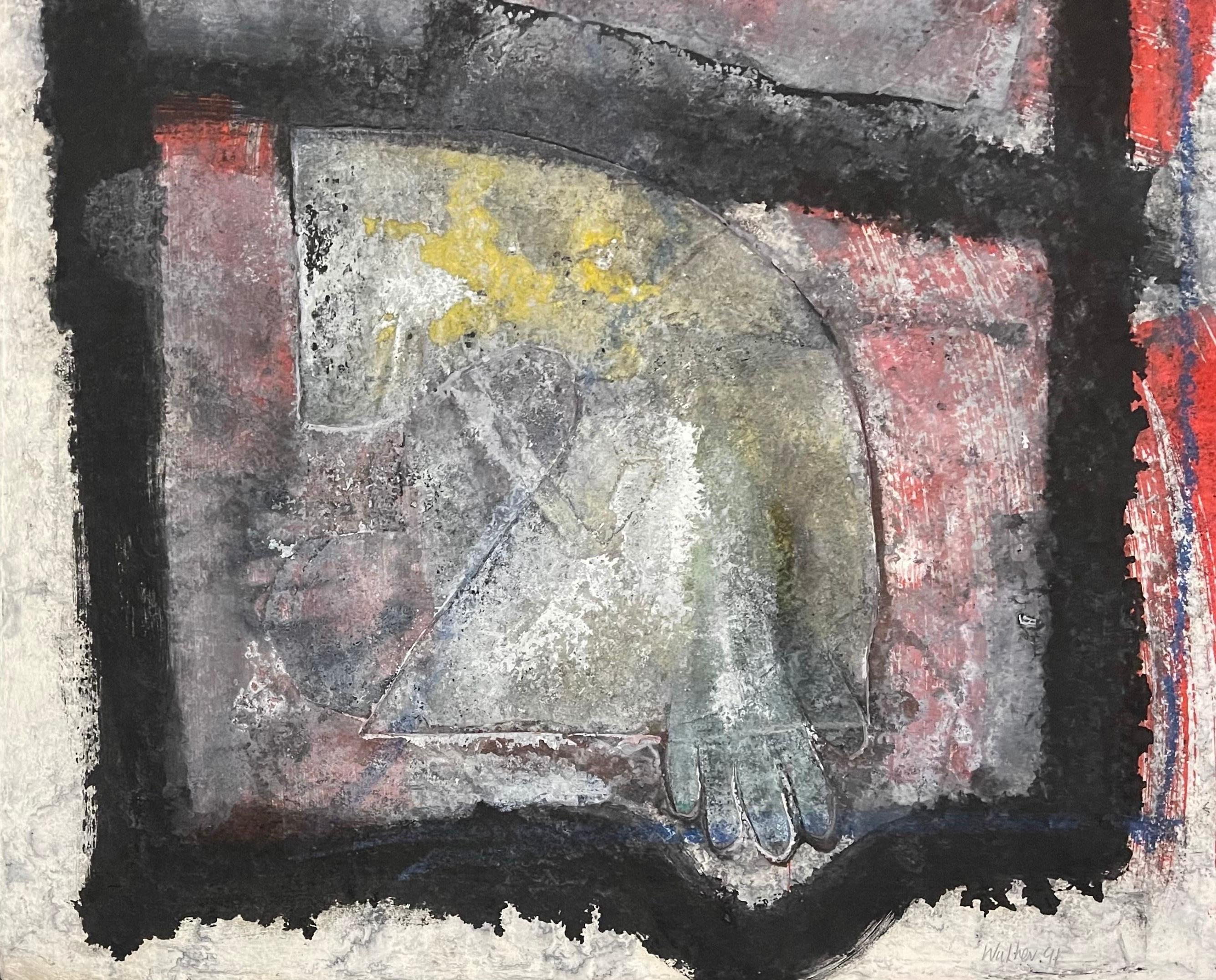 Large 3D Cast Paper Abstract Oil Monoprint Unique Monotype Painting John Walker For Sale 4