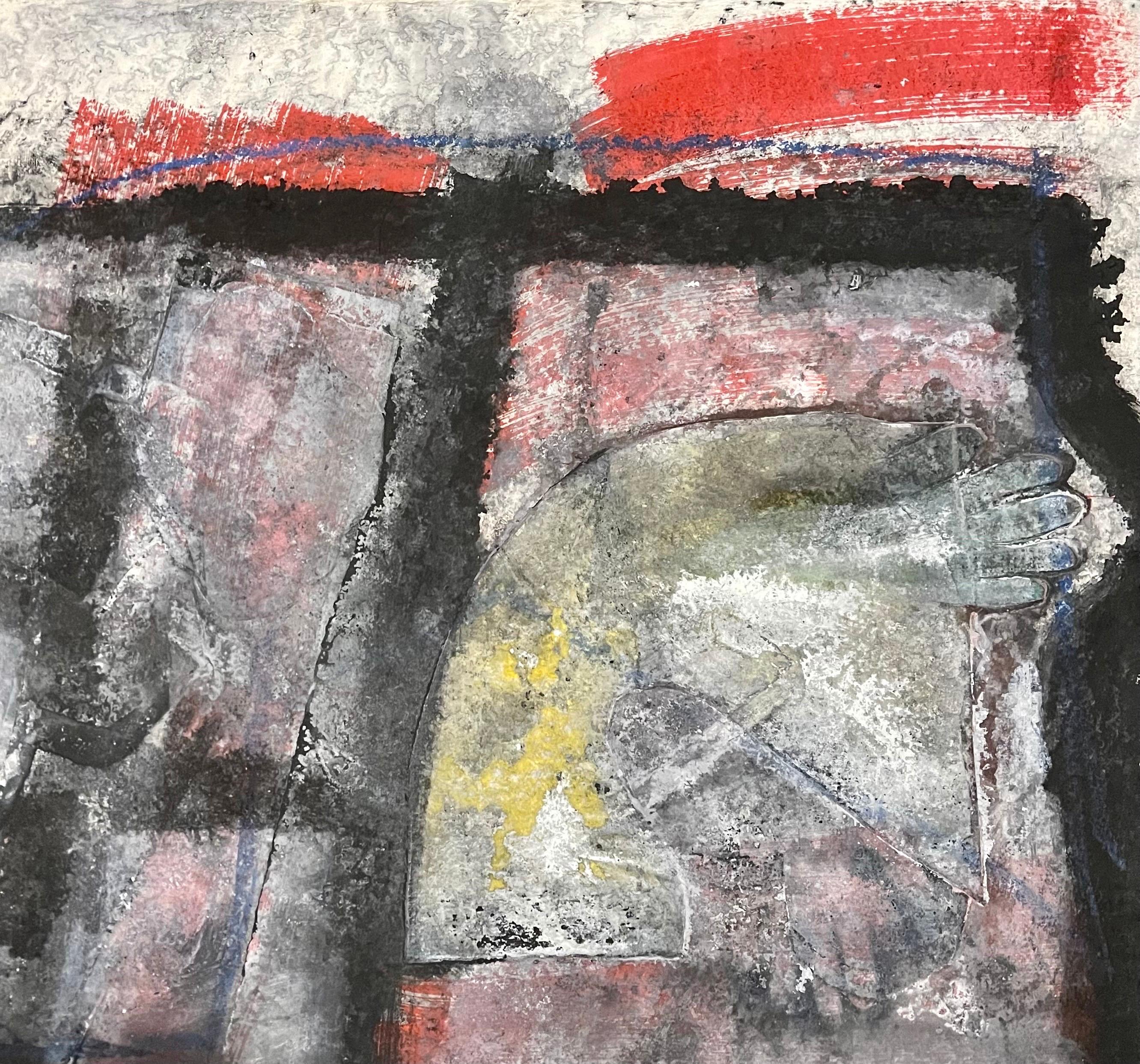 Large 3D Cast Paper Abstract Oil Monoprint Unique Monotype Painting John Walker For Sale 8