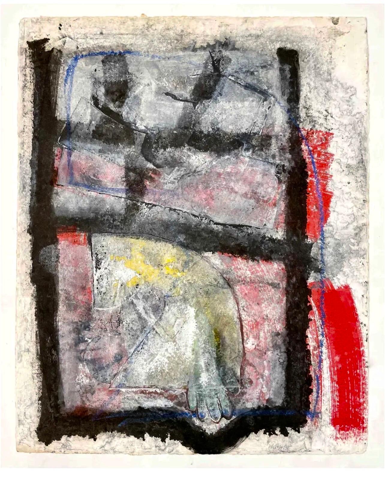 John Walker British (b. 1939)
Salsipuedes Forms (1991)
Monoprint relief print with dry pigment, monotype
Hand signed lower right
Provenance: Garner Tullis Workshop

A monotype is literally one of a kind; it is not a method of multiplication. The