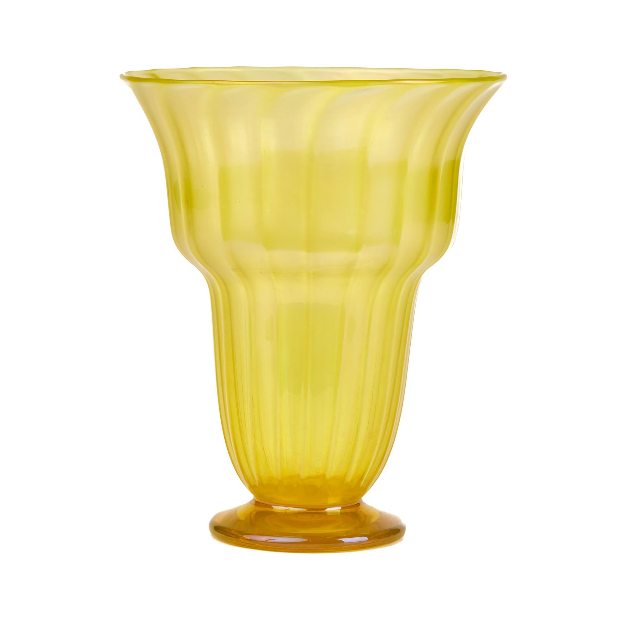 John Walsh Walsh Large Iridescent Sunbeam Art Glass Vase, circa 1929 2