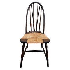 John Wanamaker Windsor inglés Nogal y junco  Silla con respaldo de latón, circa 1900