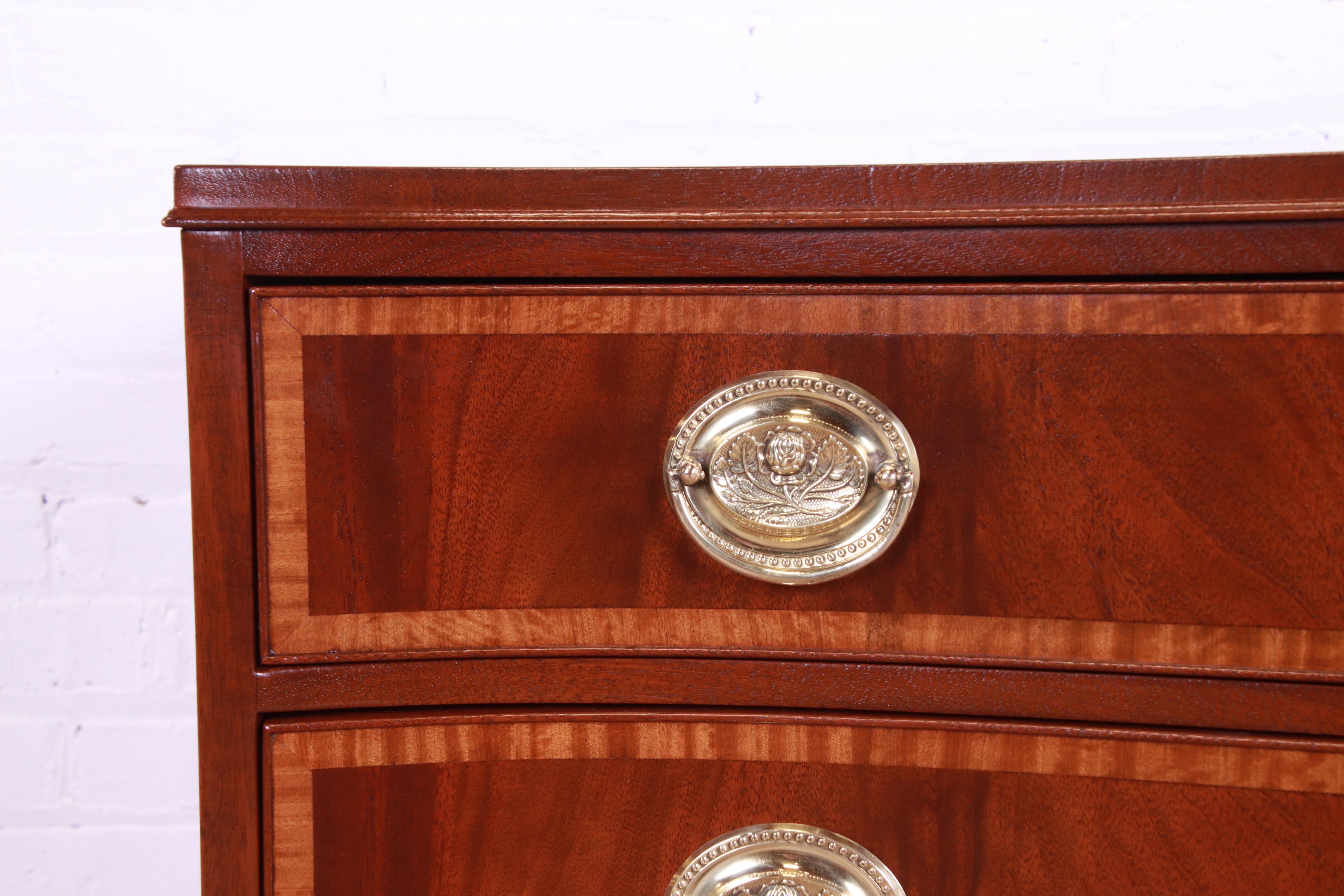 John Wanamaker Georgian Serpentine Front Mahogany Chest of Drawers, Refinished 1