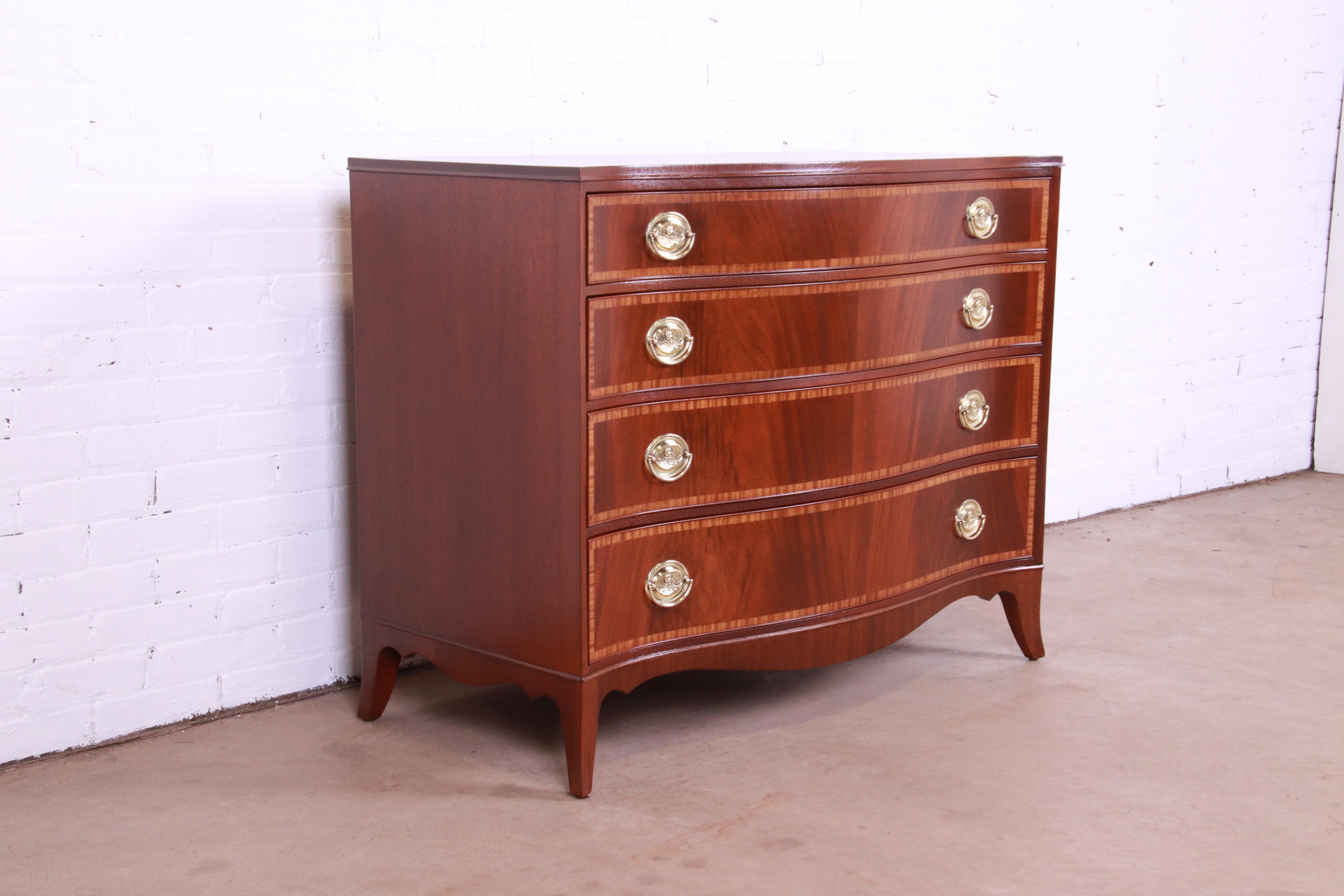 American John Wanamaker Georgian Serpentine Front Mahogany Chest of Drawers, Refinished
