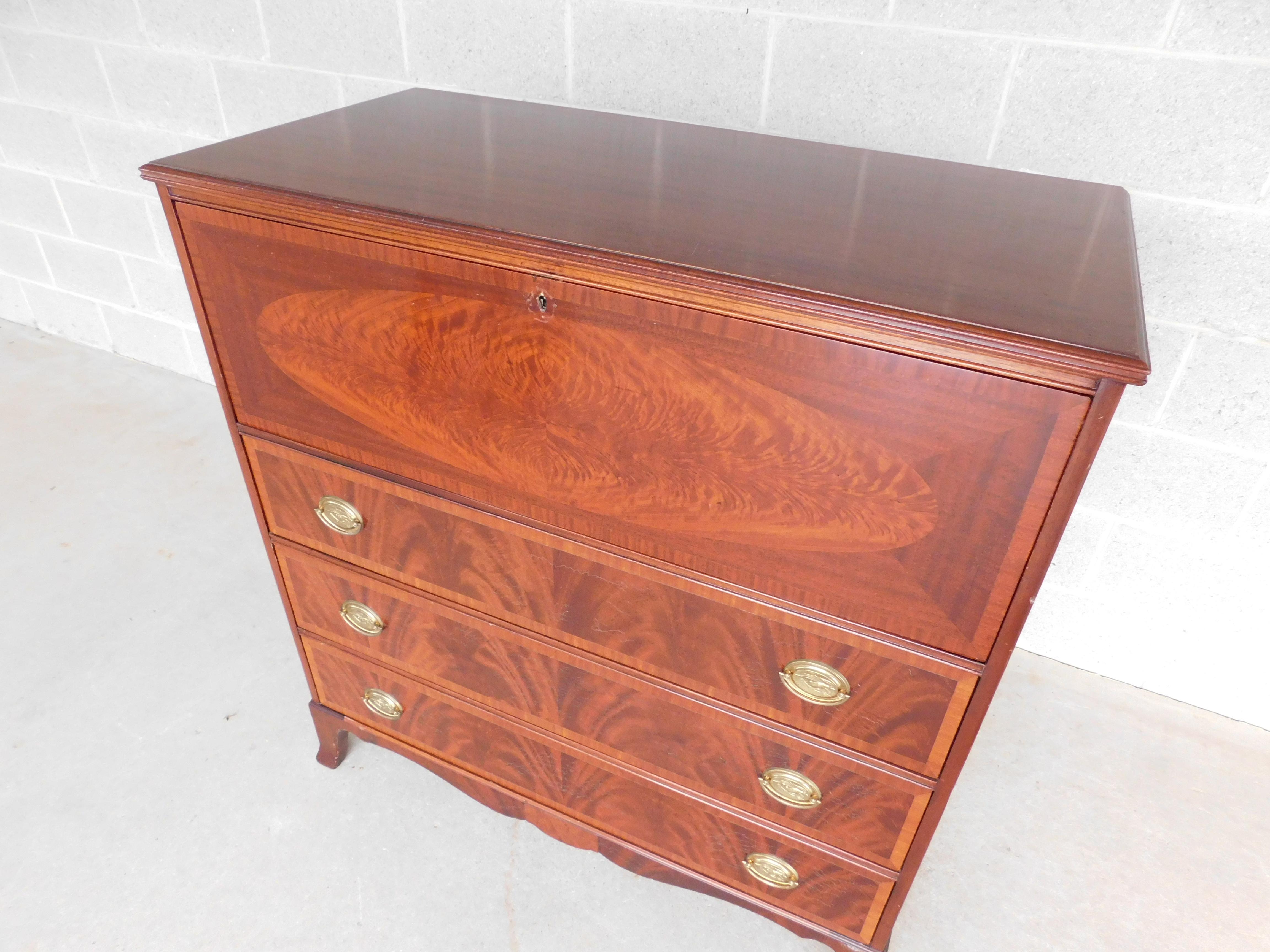 John Wanamaker Georgina / Federal Style Flame Mahogany Butler Desk Commode 4