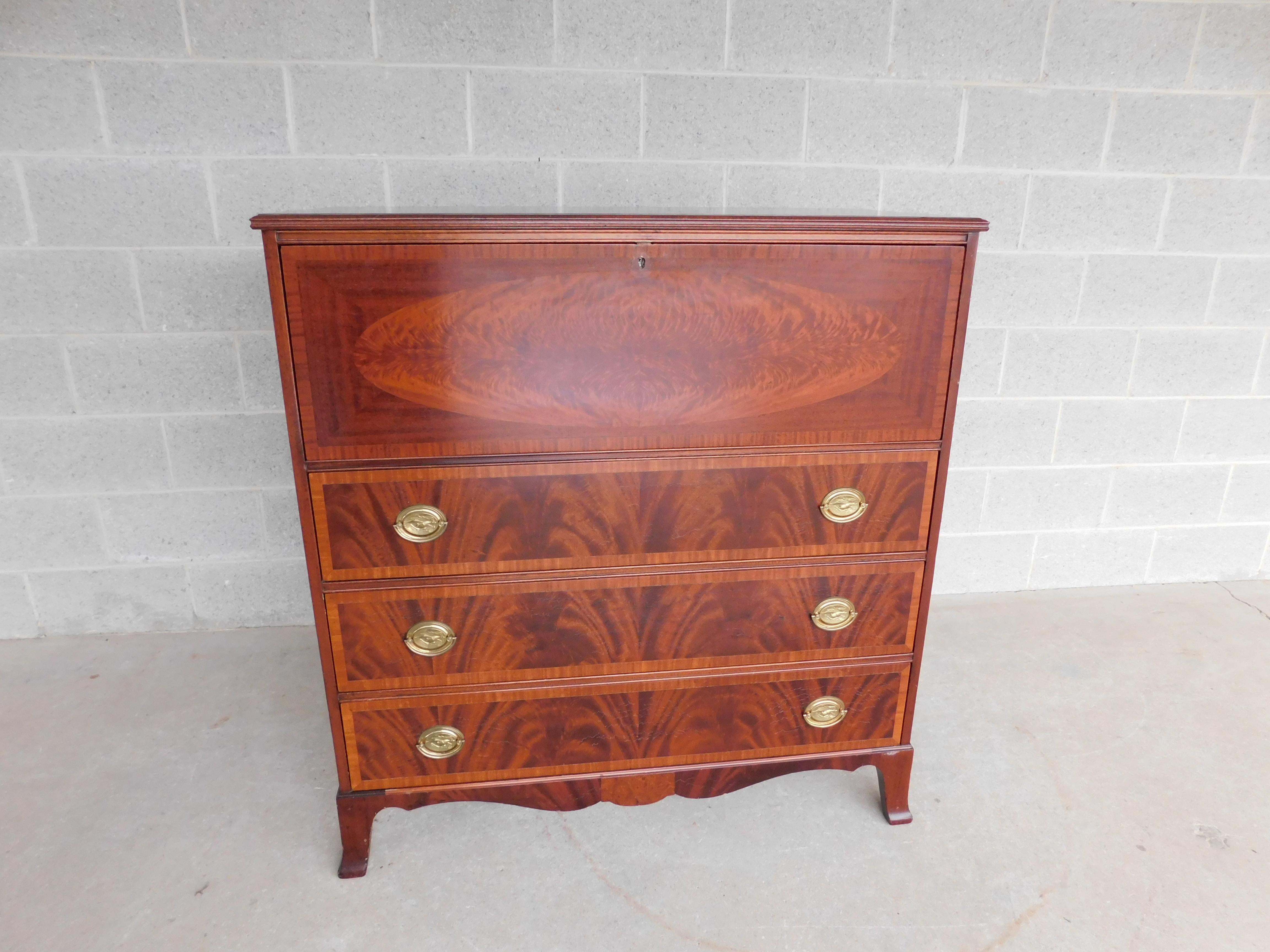 John Wanamaker Georgina / Federal Style Flame Mahogany Butler Desk Commode 5