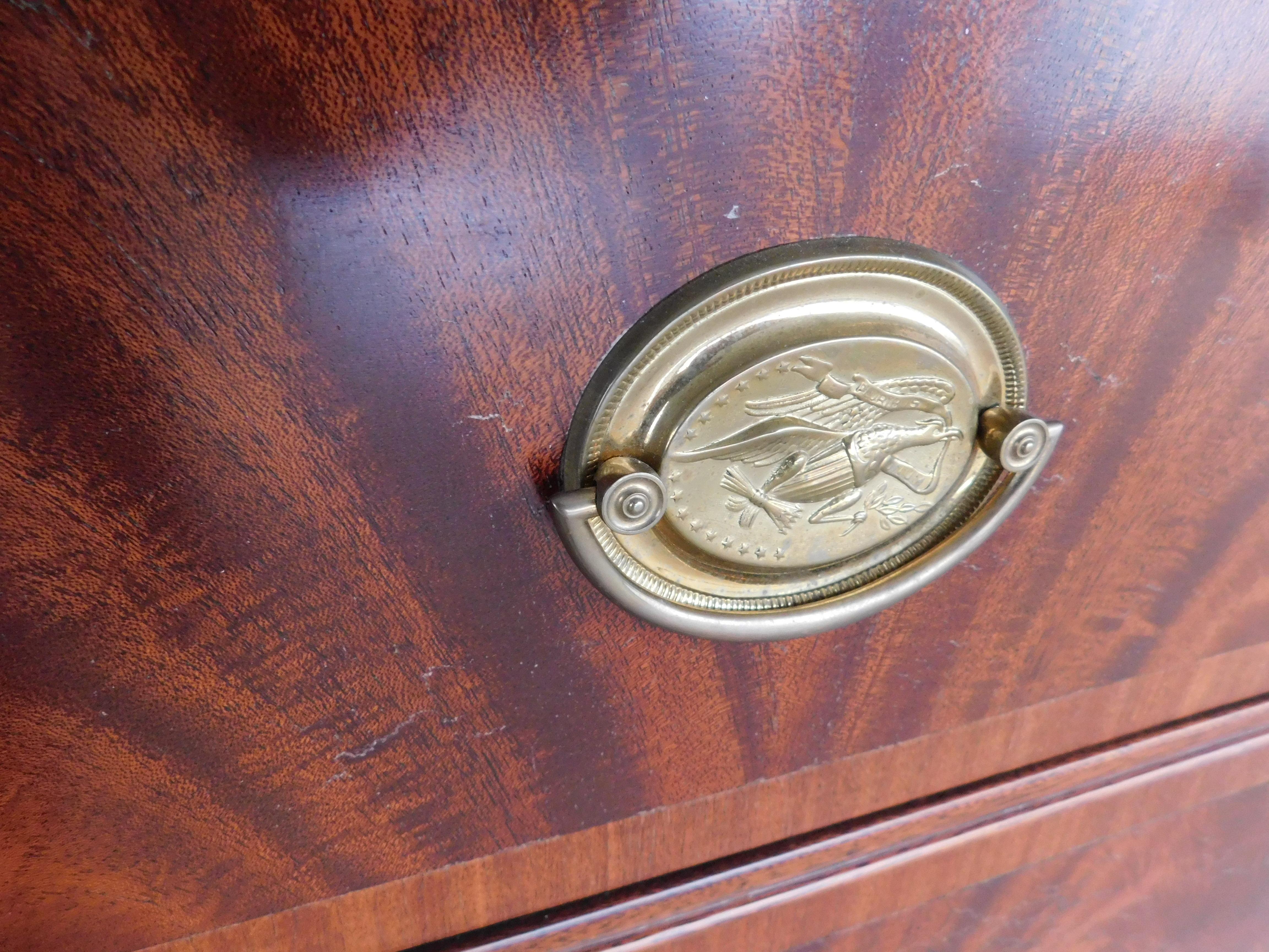 American John Wanamaker Georgina / Federal Style Flame Mahogany Butler Desk Commode