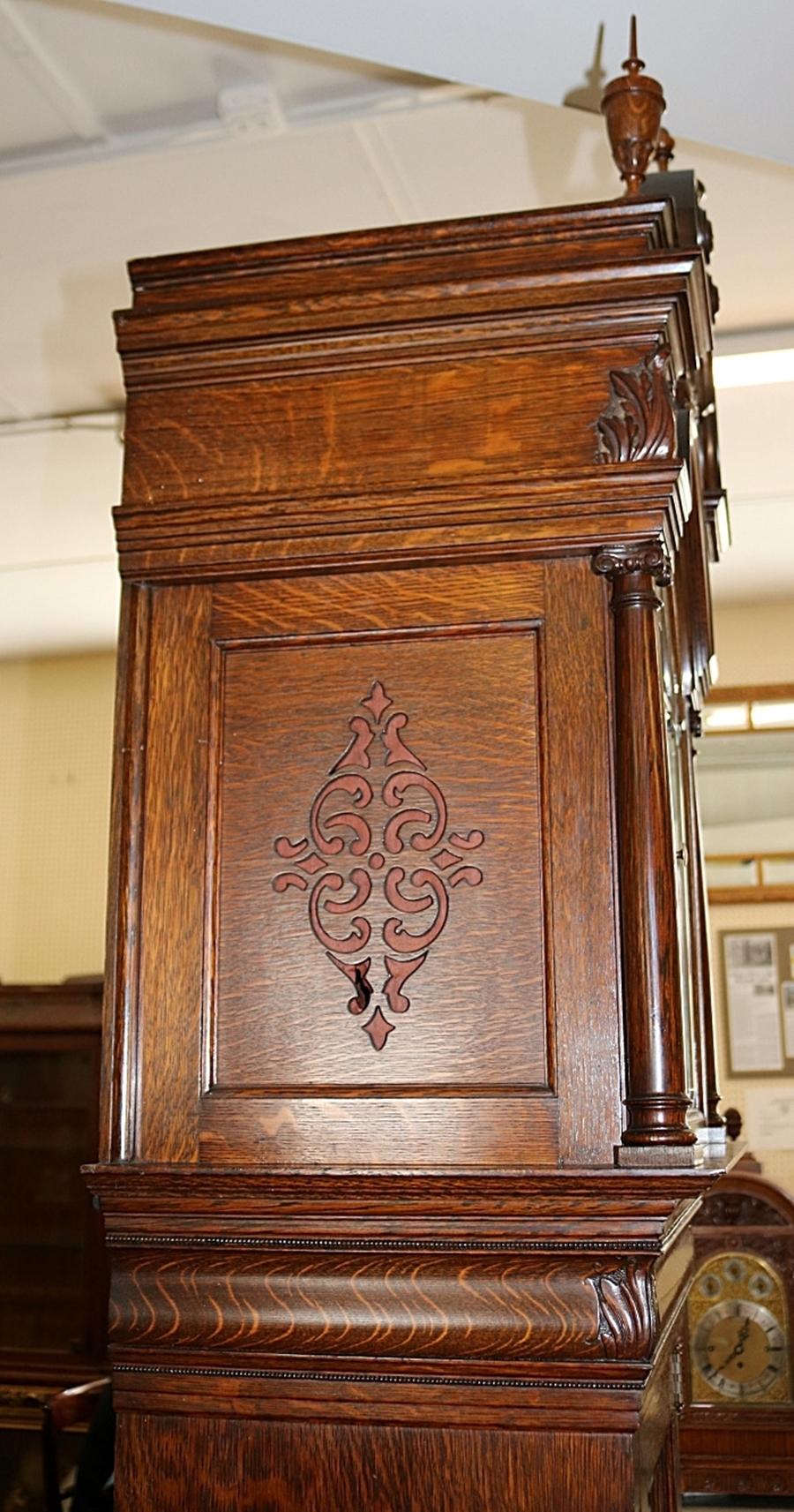Laiton John Wanamaker Philadelphia Oaks 9 Tube Grandfather Tall Case Clock  Circa 1904 en vente