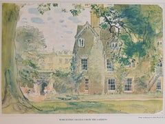 Worcester College from the Gardens, Oxford Almanack Lithograph by John Ward