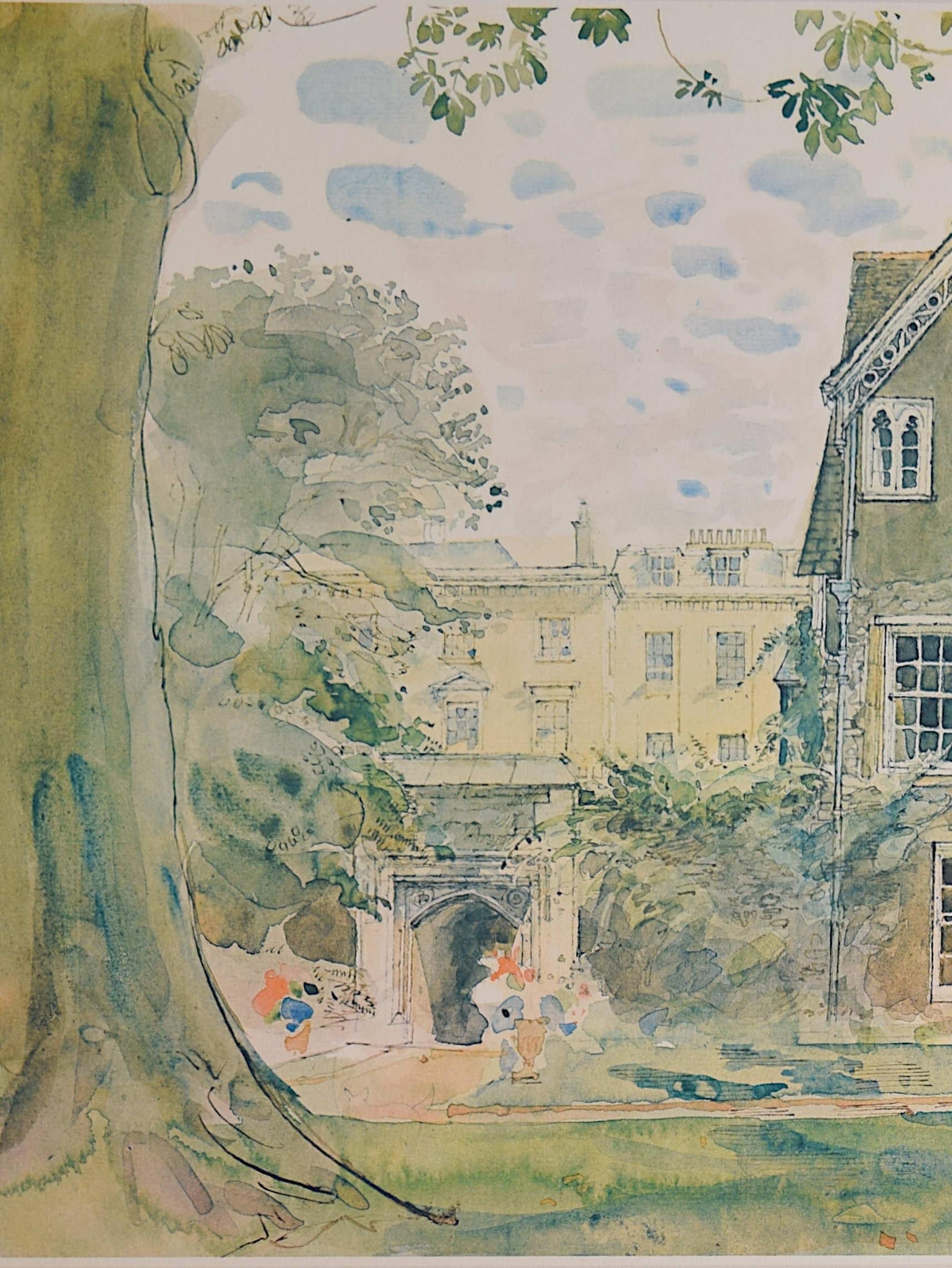 John Ward RA
Worcester College from the Gardens, Oxford Almanack
Lithograph
75 x 50 cm 

A lithograph featuring a lovely view of Worcester College, Oxford, from the gardens. 

John Ward's watercolour was reproduced as a lithograph in 1974, to be