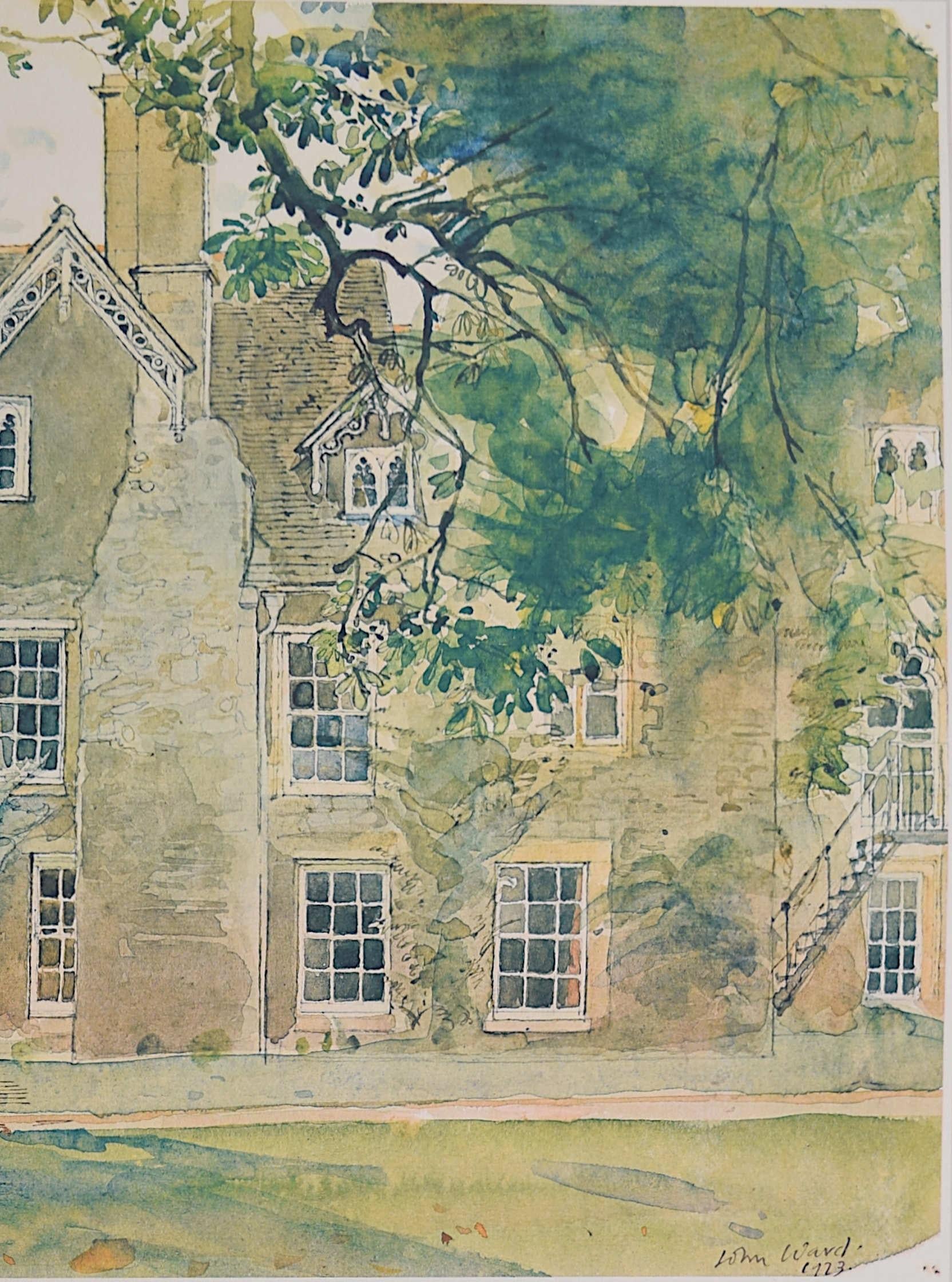 Worcester College from the Gardens, Oxford Almanack Lithograph by John Ward For Sale 1