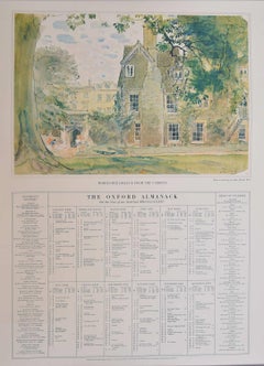 Worcester College from the Gardens, Oxford Almanack Lithograph by John Ward