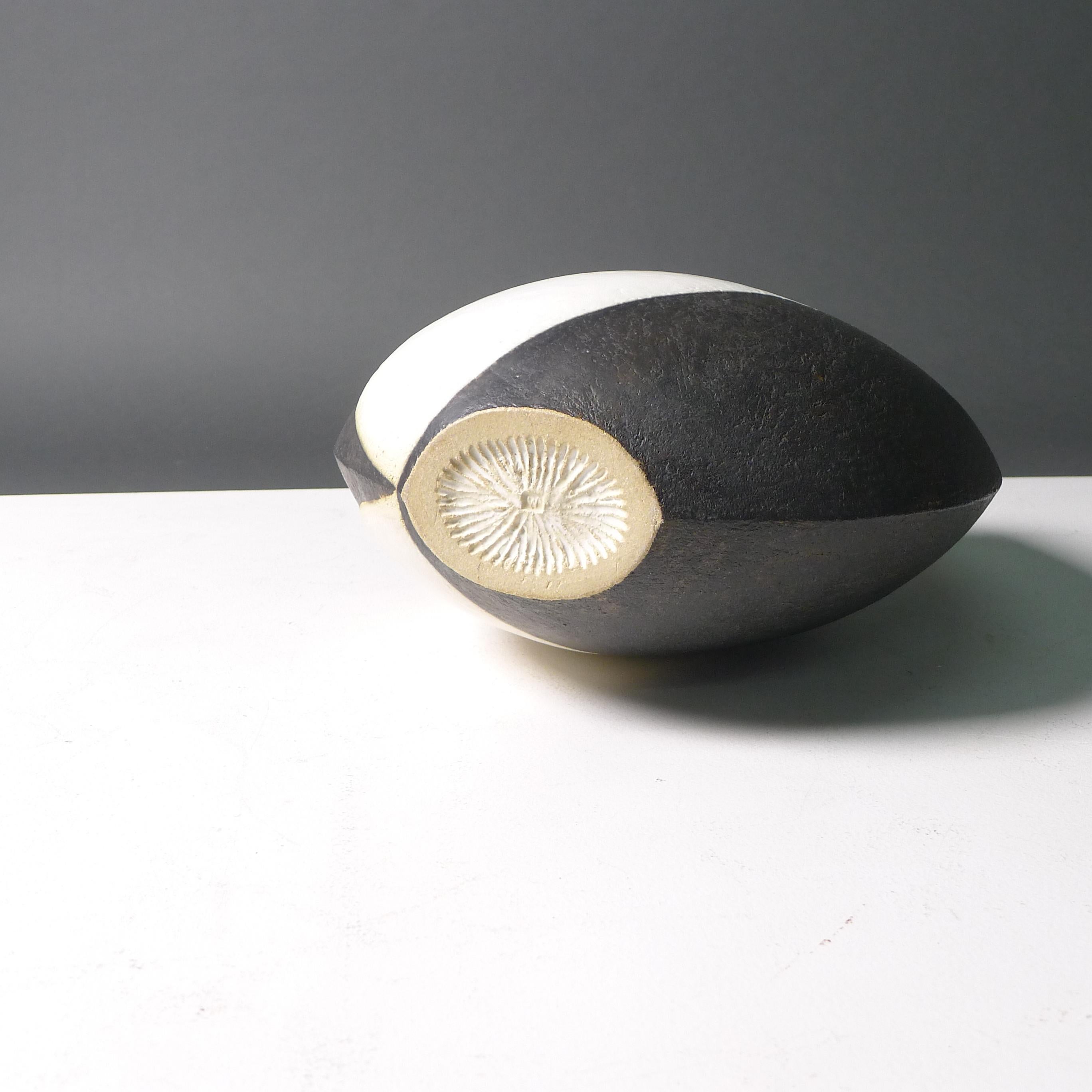 John Ward, Tulip Pot, circa 1990, stoneware with matt black and white glazes 2