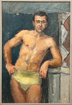 A Large, Compelling 1950s Mid-Century Modern Portrait of a Standing Male Model