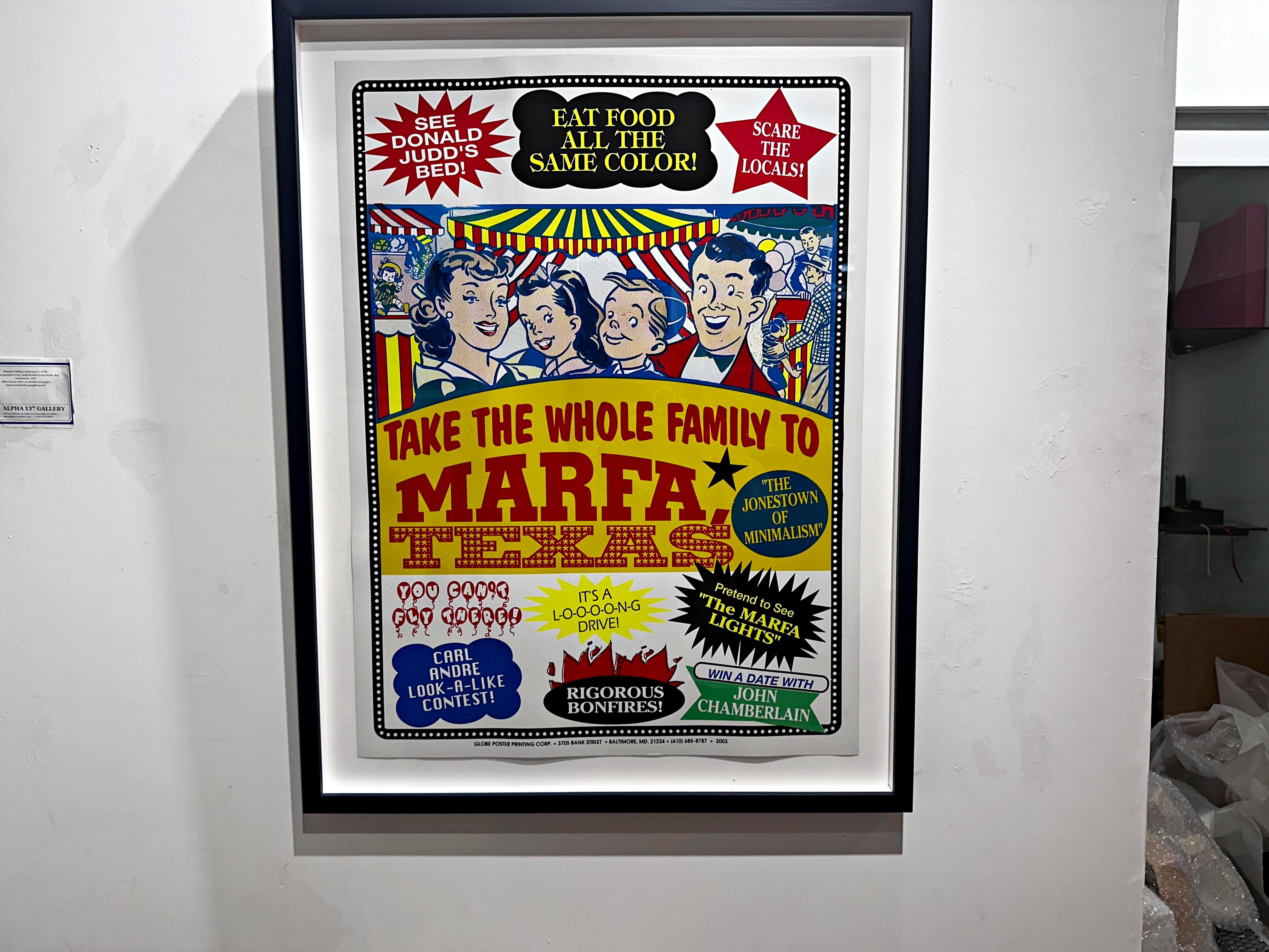 Visit Marfa, the Jonestown of Minimalism, print, hand signed/n by John Waters For Sale 1