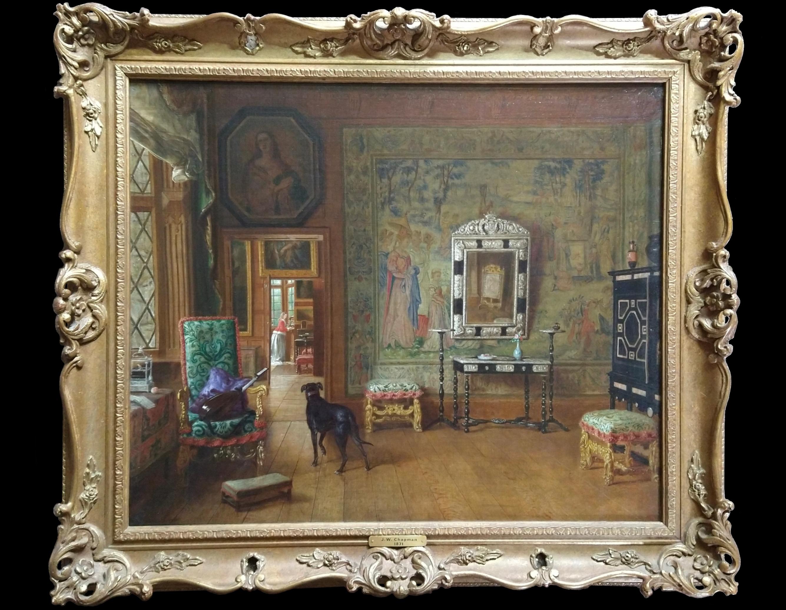 Intérieur de Knole House, peinture à l'huile sur toile du XIXe siècle - Painting de John Watkins Chapman