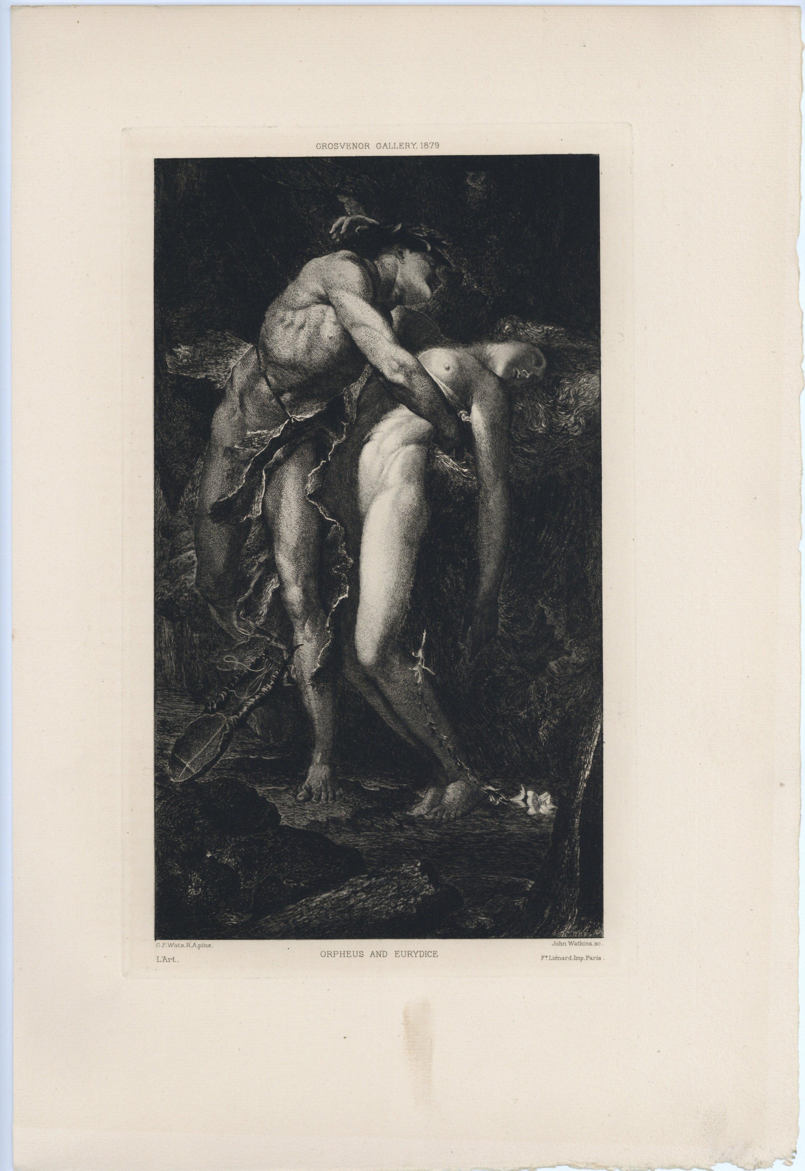 "Orpheus and Eurydice" etching - Print by John Watkins