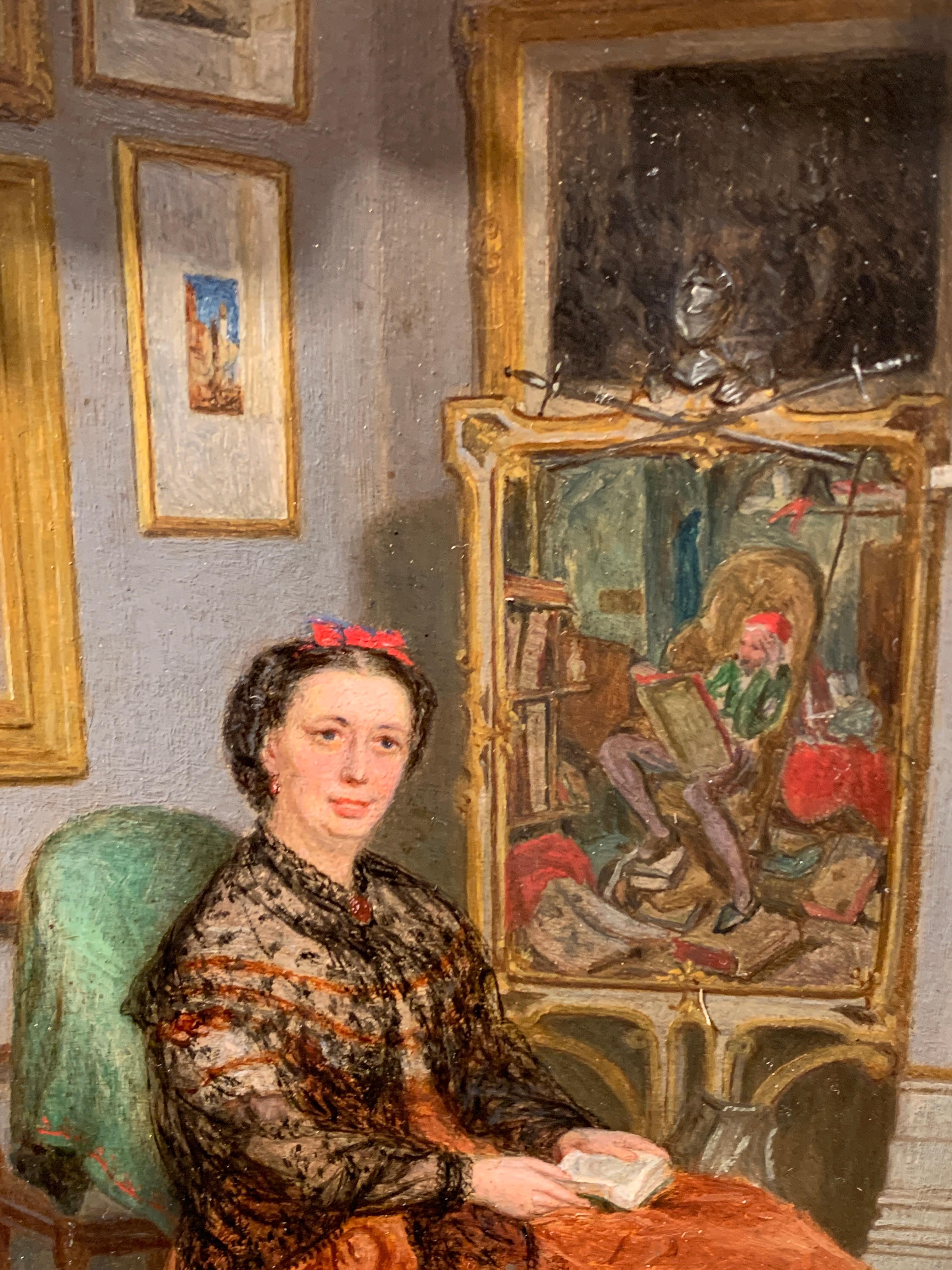 Englisch 19. Jahrhundert viktorianischen antiken Porträt einer sitzenden Dame in ihrem Inneren

Viktorianisches Porträt-Interieur.

John Waston Chapman war ein Maler von Landschaften, Landschaften und Genre-Innenansichten. Er stellte mehr als 30