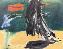 John Way Way Pittura ad olio espressionista astratta, Un motivo di ceramica, 1973
