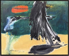 John Way Way Pittura ad olio espressionista astratta, Un motivo di ceramica, 1973