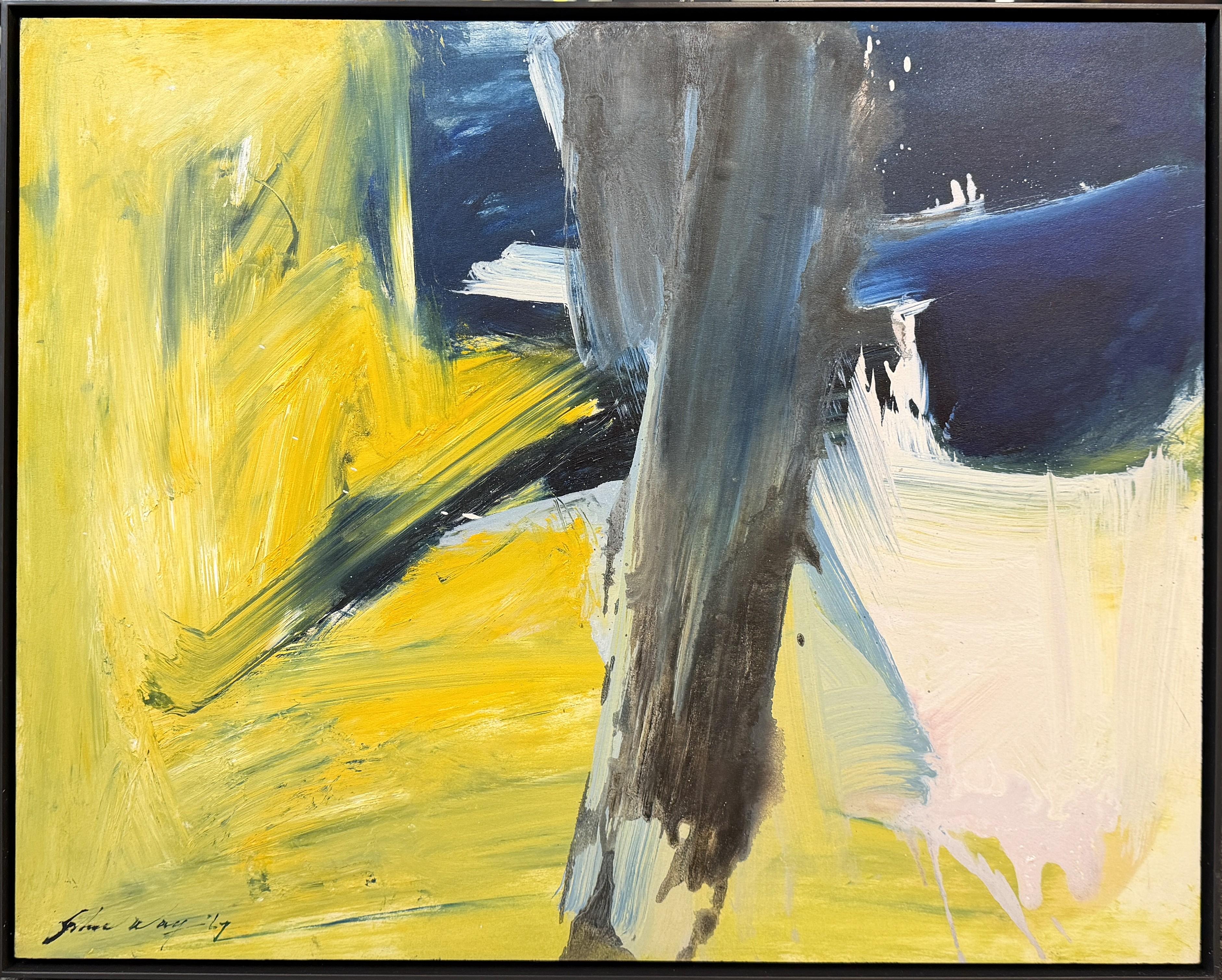 John Way (Wei Letang) Abstract Painting - John Way Abstract Expressionist Oil Painting, Abstract Composition 1967