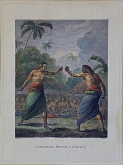 "A Boxing Match Hapaee" (Tonga) Engraving of Captain Cook's 3rd Voyage by Webber
