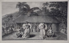 "Ein Tanz in Otaheite" (Tahiti), Kupferstich aus Kapitän Cooks 3.