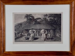 Vintage "A Dance in Otaheite" (Tahiti), Engraving from Captain Cook's 3rd Voyage