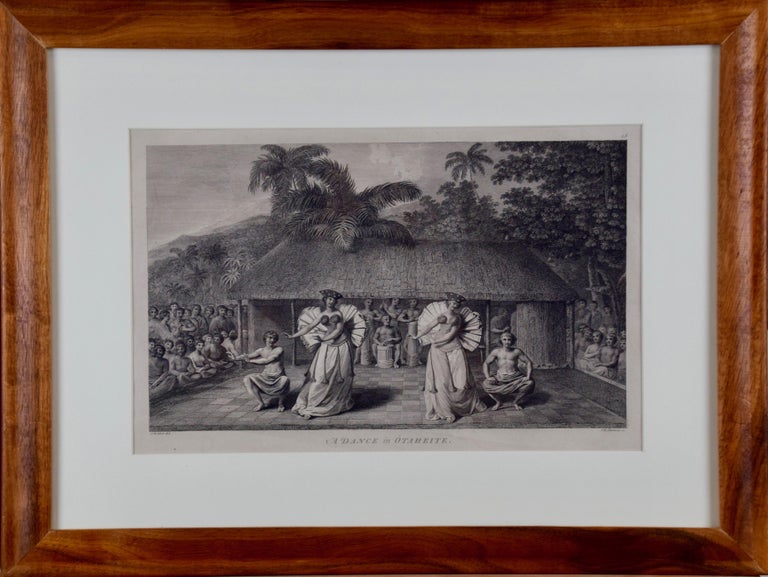 John Webber Landscape Print - "A Dance in Otaheite" (Tahiti), Engraving from Captain Cook's 3rd Voyage