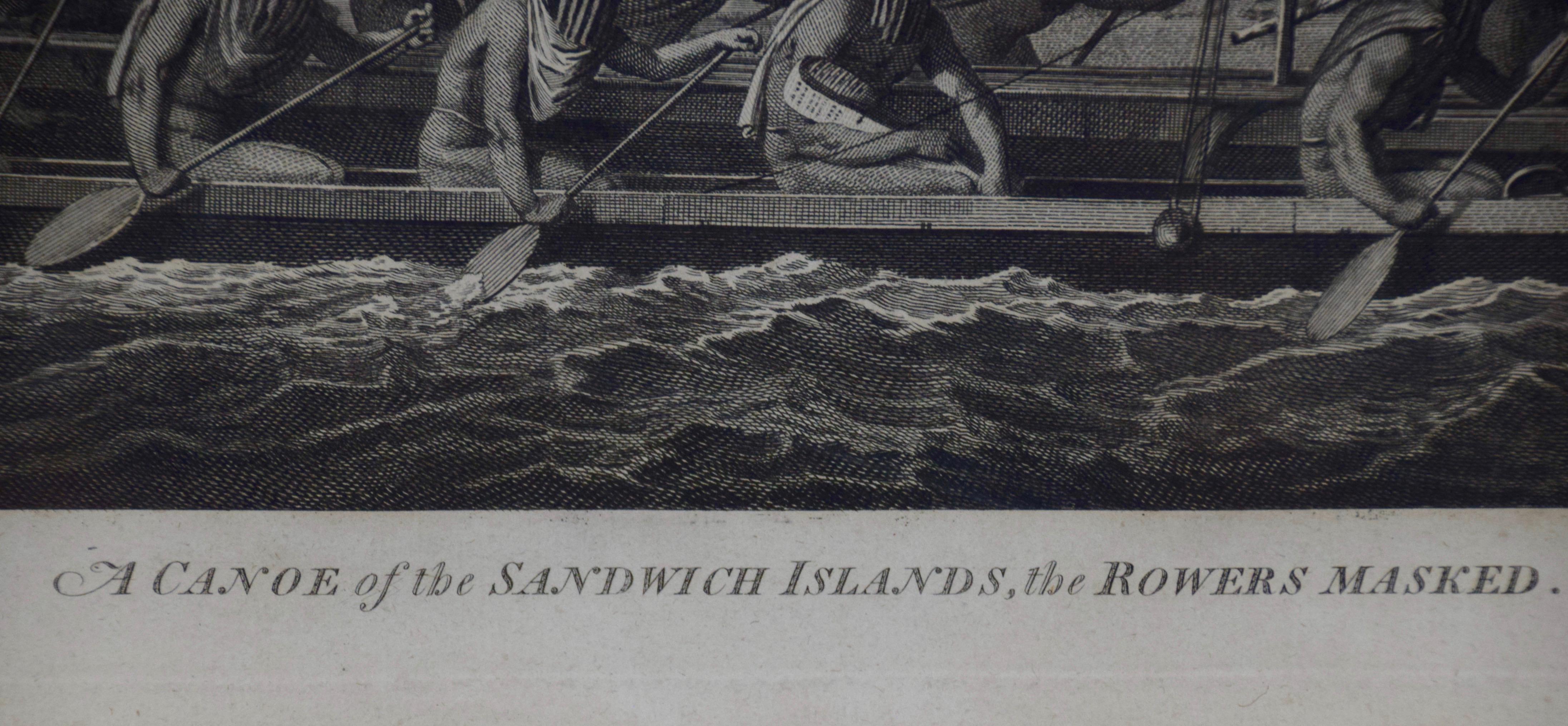 Un gruppo di quattro incisioni incorniciate delle Hawaii, di Tahiti, di Tonga e dell'Isola di Vancouver tratte dall'atlante del diario ufficiale dell'Ammiragliato britannico del terzo viaggio del Capitano Cook intitolato 
