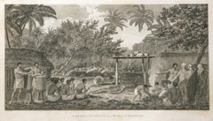 Antique A Human Sacrifice, in a Morai, in Otaheite (Tahiti) 1784 James Cook Final Voyage