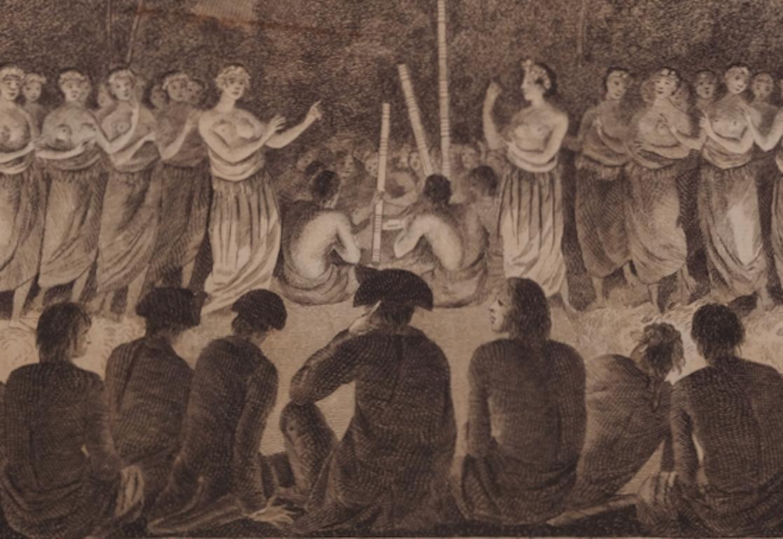 Una Danza Nocturna de Mujeres en Tonga: Grabado original del siglo XVIII, 3er Viaje de Cook en venta 1