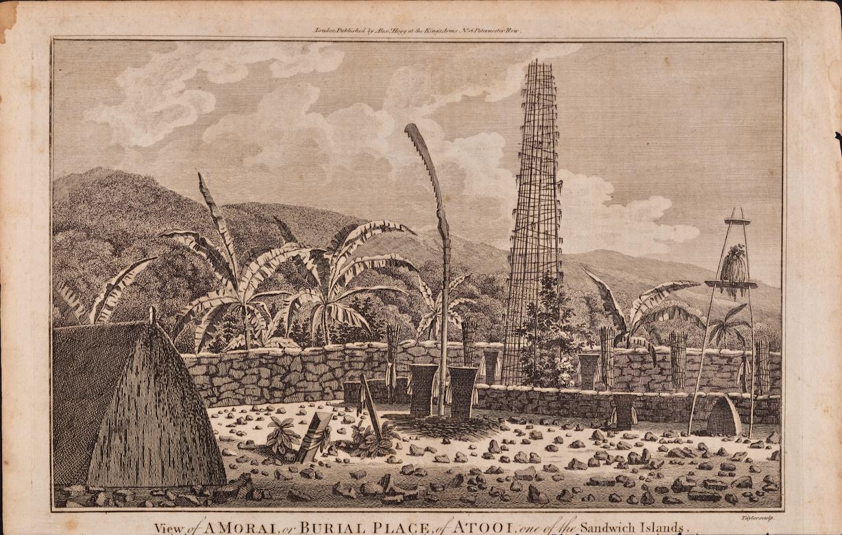 Print di John Webber - Veduta di Kauai, Hawaii, scoperta dal Capitano Cook: Incisione originale del 18° C.