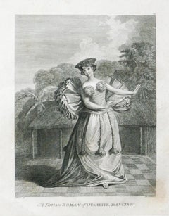 Antique A Young Woman of Otaheite, Dancing (Tahiti) 1784 Captain Cooks Voyage by Webber