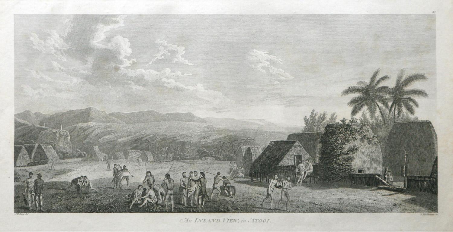 An Inland View; in Atooi ( Hawaii ) 1784  Captain Cook engraving by John Webber 