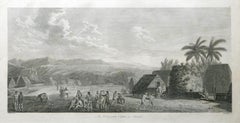 Antique An Inland View; in Atooi ( Hawaii ) 1784  Captain Cook engraving by John Webber 