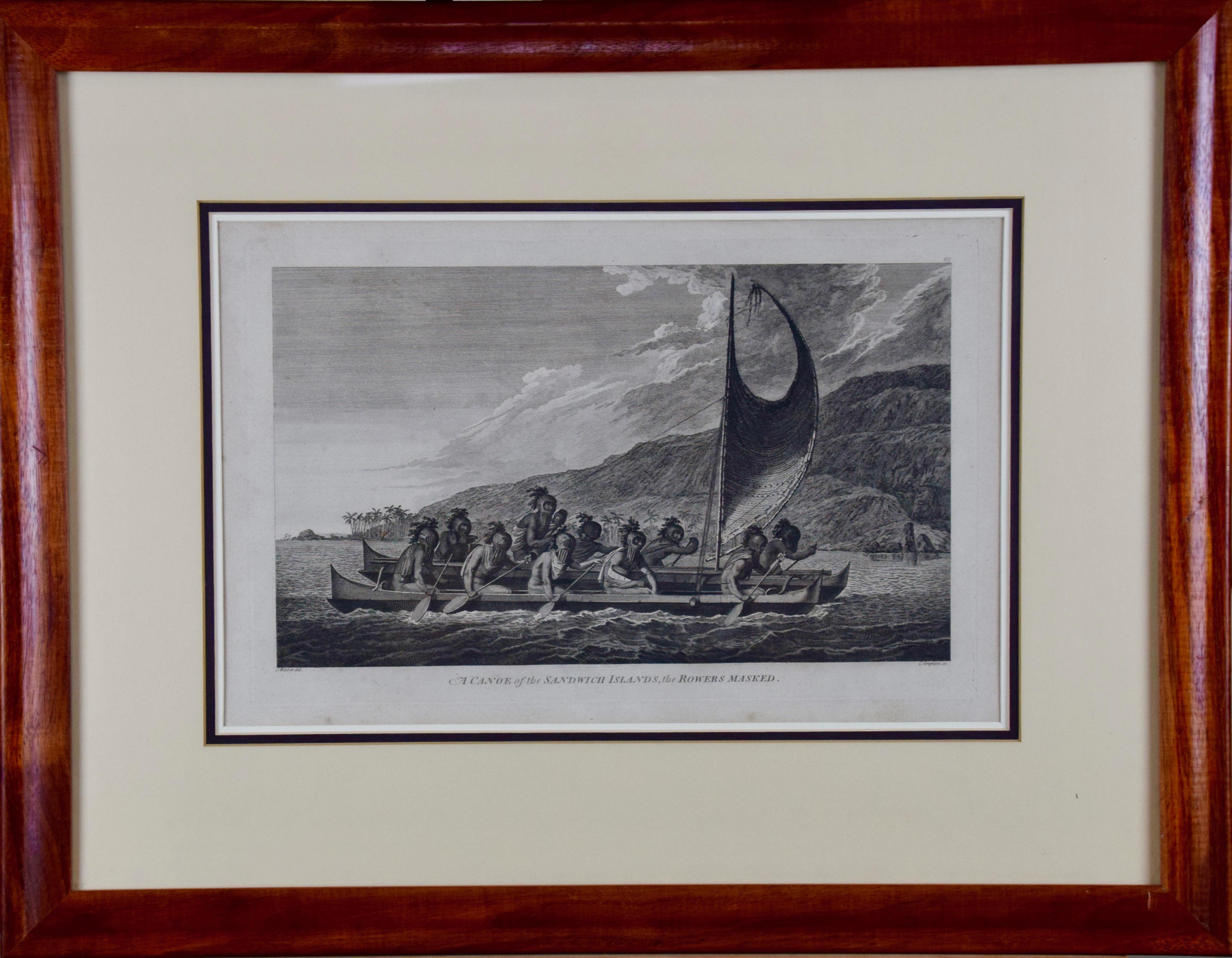 "Canoe of the Sandwich Islands" (Hawaii), Engraving of Captain Cook's 3rd Voyage