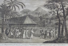 Surrender of Tahiti to Captain Wallis: An Original 18th C. Engraving