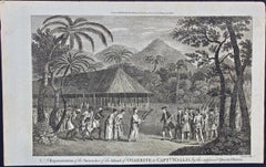 Surrender of Tahiti to Captain Wallis: An Original 18th C. Engraving