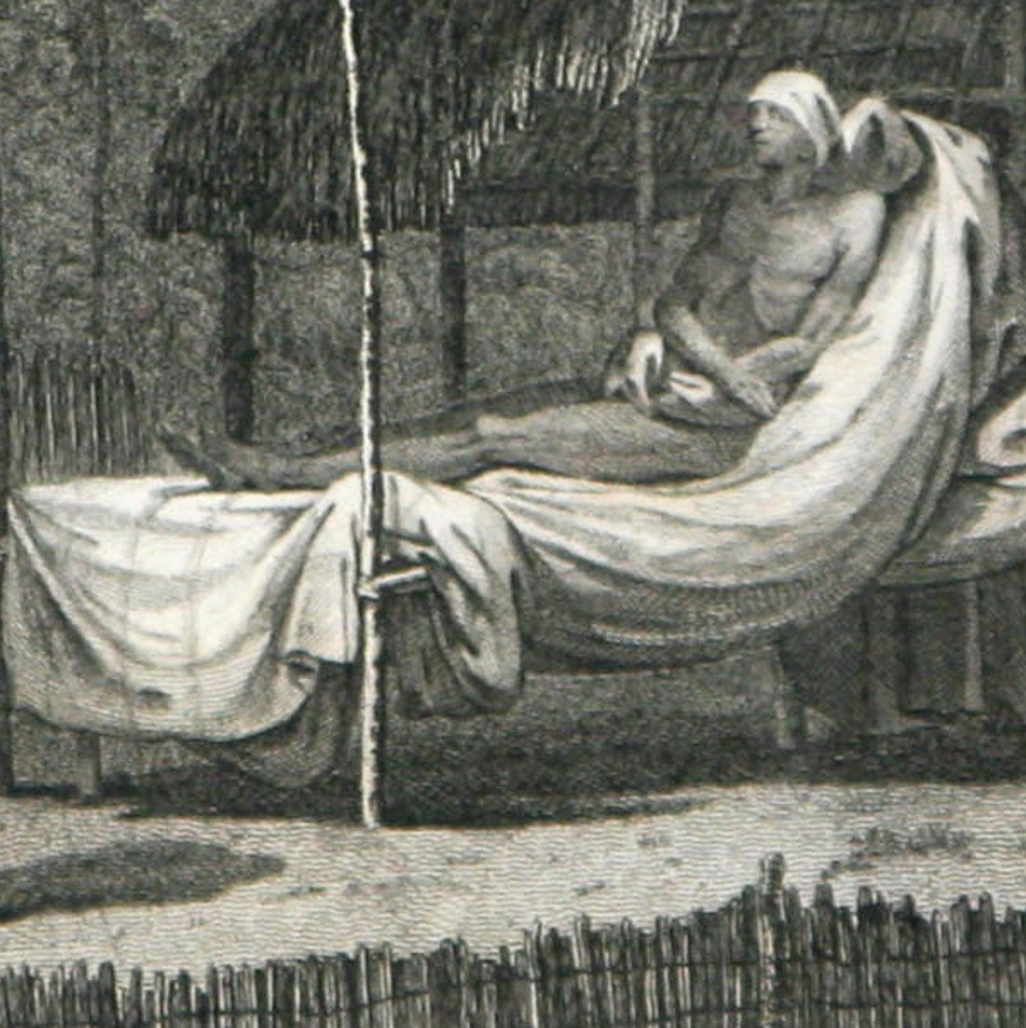 The Body of Tee, a Chief, as preferred after Death, in Otaheite (Tahiti)  - Print by John Webber